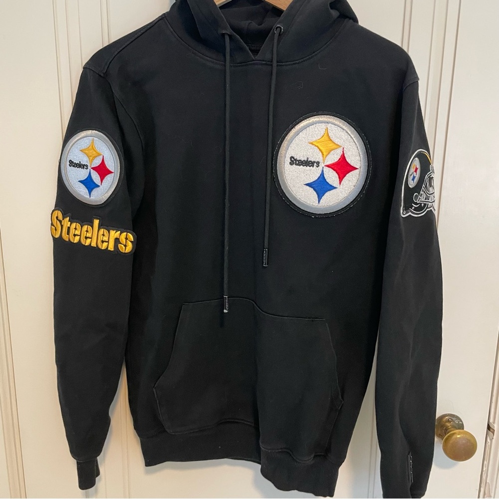 Pittsburgh Steelers Pro Standard Black Logo Pullover Cotton Embroidered Hoodie S - Picture 4 of 7